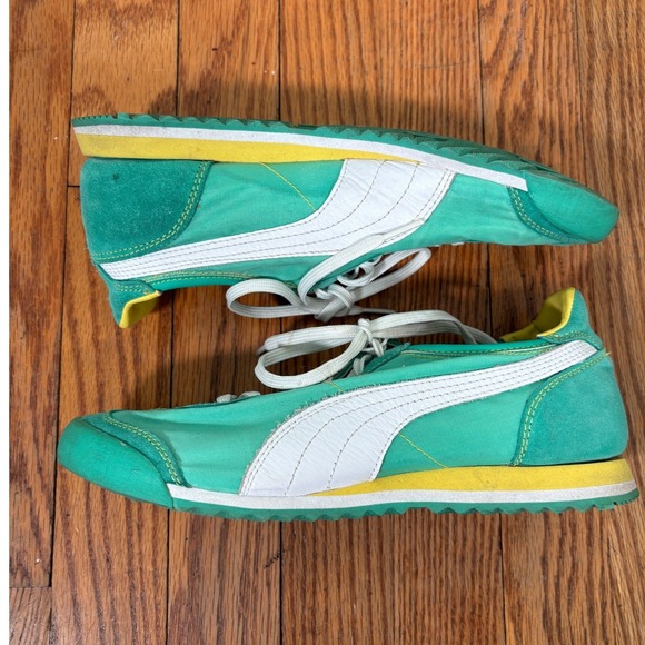 Puma Green Suede Nylon‎ Lace Up Athletic Sneakers Shoes men’s 5.5 Women 7 - Picture 4 of 11